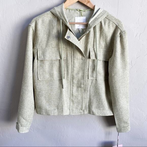 Avec Les Filles Jackets & Blazers - NWT Avec Les Filles Sage Green Hooded Zip Up Utility‎ Jacket Small